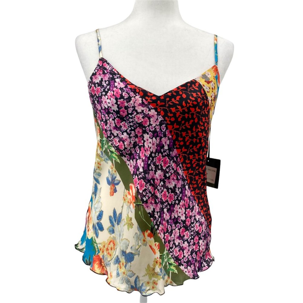 Cliche Multi Floral Silky Flowy Spaghetti Strap Top with Adjustable Straps